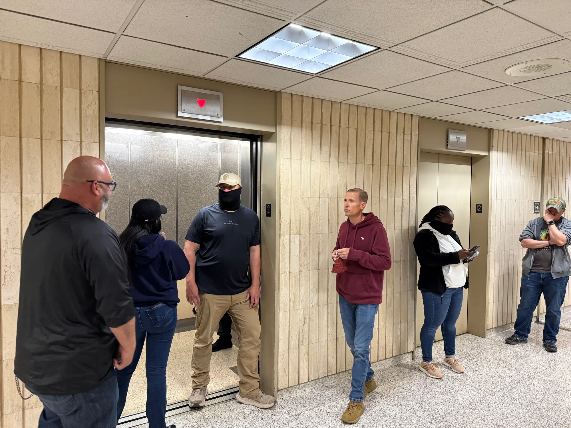 ICE agents waiting to arrest immigrants at 26 Federal Plaza on Friday afternoon (Hell Gate)